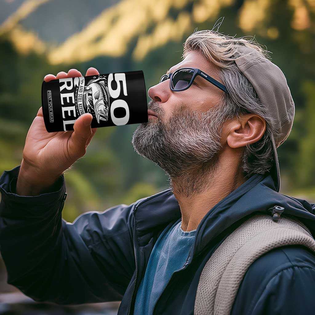 Still Keeping It Reel At 50 4 in 1 Can Cooler Tumbler Fisherman Birthday Gift TS12 Print Your Wear