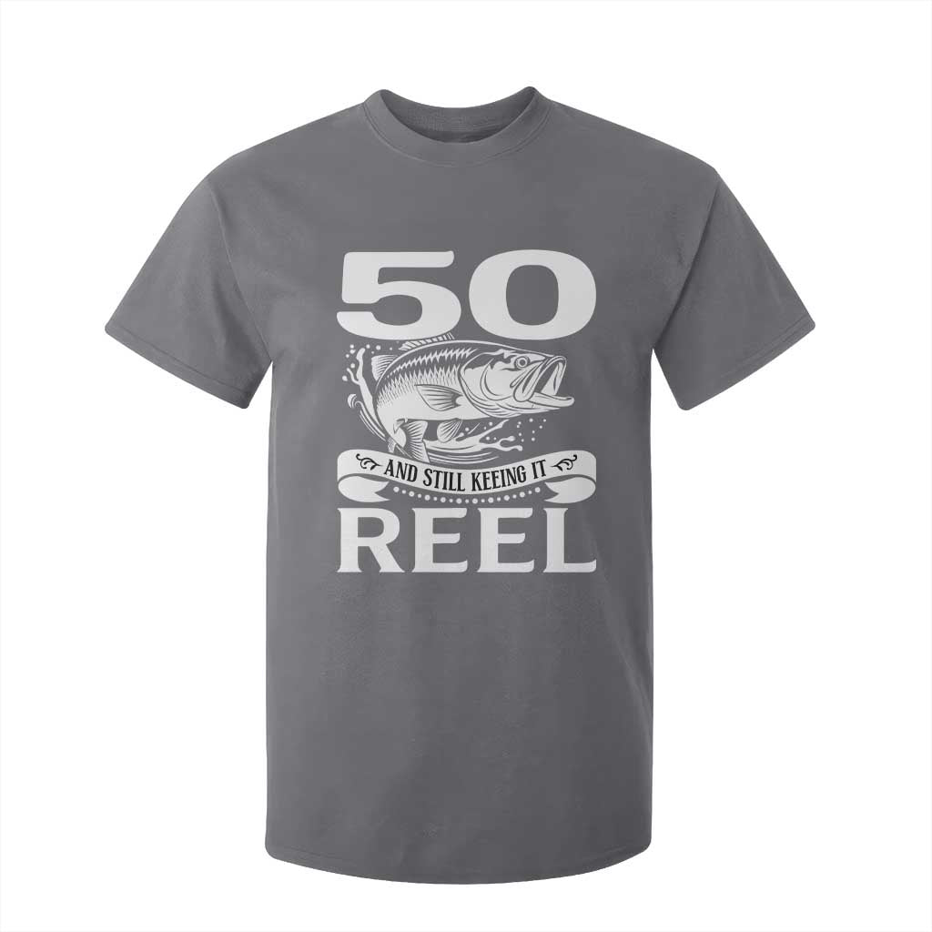 Still Keeping It Reel At 50 T Shirt For Kid Fisherman Birthday Gift TS12 Charcoal Print Your Wear