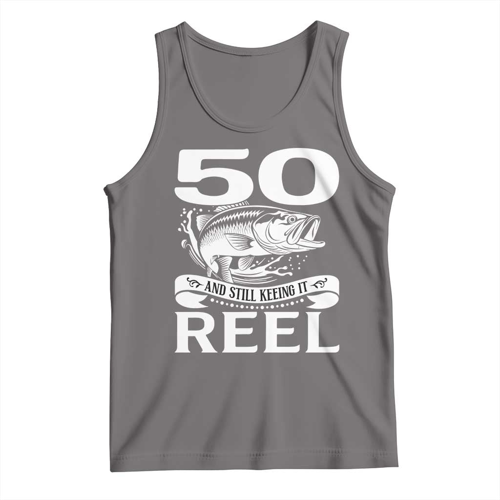 Still Keeping It Reel At 50 Tank Top Fisherman Birthday Gift TS12 Deep Heather Print Your Wear