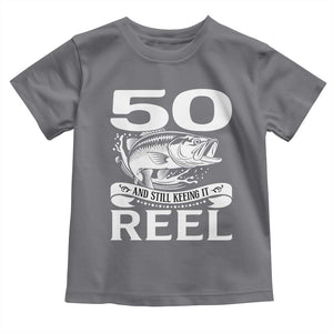 Still Keeping It Reel At 50 Toddler T Shirt Fisherman Birthday Gift TS12 Charcoal Print Your Wear