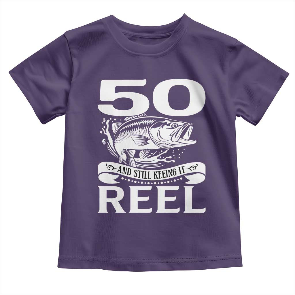 Still Keeping It Reel At 50 Toddler T Shirt Fisherman Birthday Gift TS12 Purple Print Your Wear
