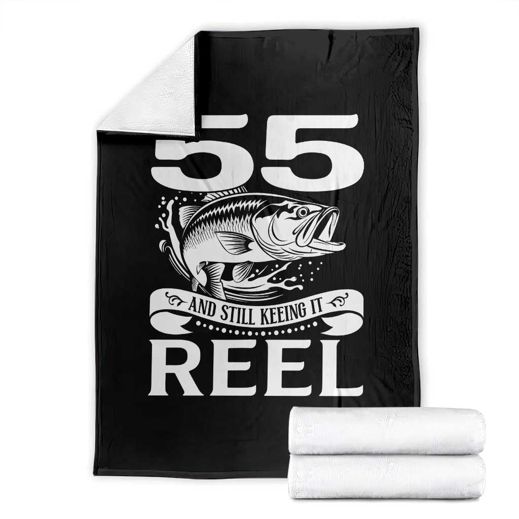 Still Keeping It Reel At 55 Throw Blanket Fisherman Birthday Gift TS12 Black Print Your Wear