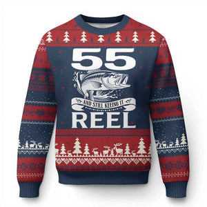 Still Keeping It Reel At 55 Ugly Christmas Sweater Fisherman Birthday Gift TS12 Navy Red Print Your Wear