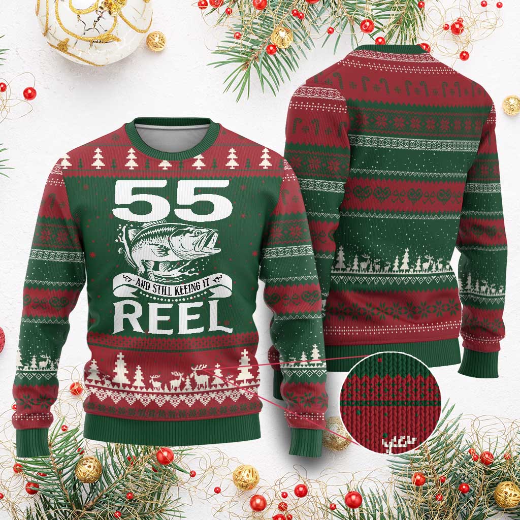 Still Keeping It Reel At 55 Ugly Christmas Sweater Fisherman Birthday Gift TS12 Red Green Print Your Wear