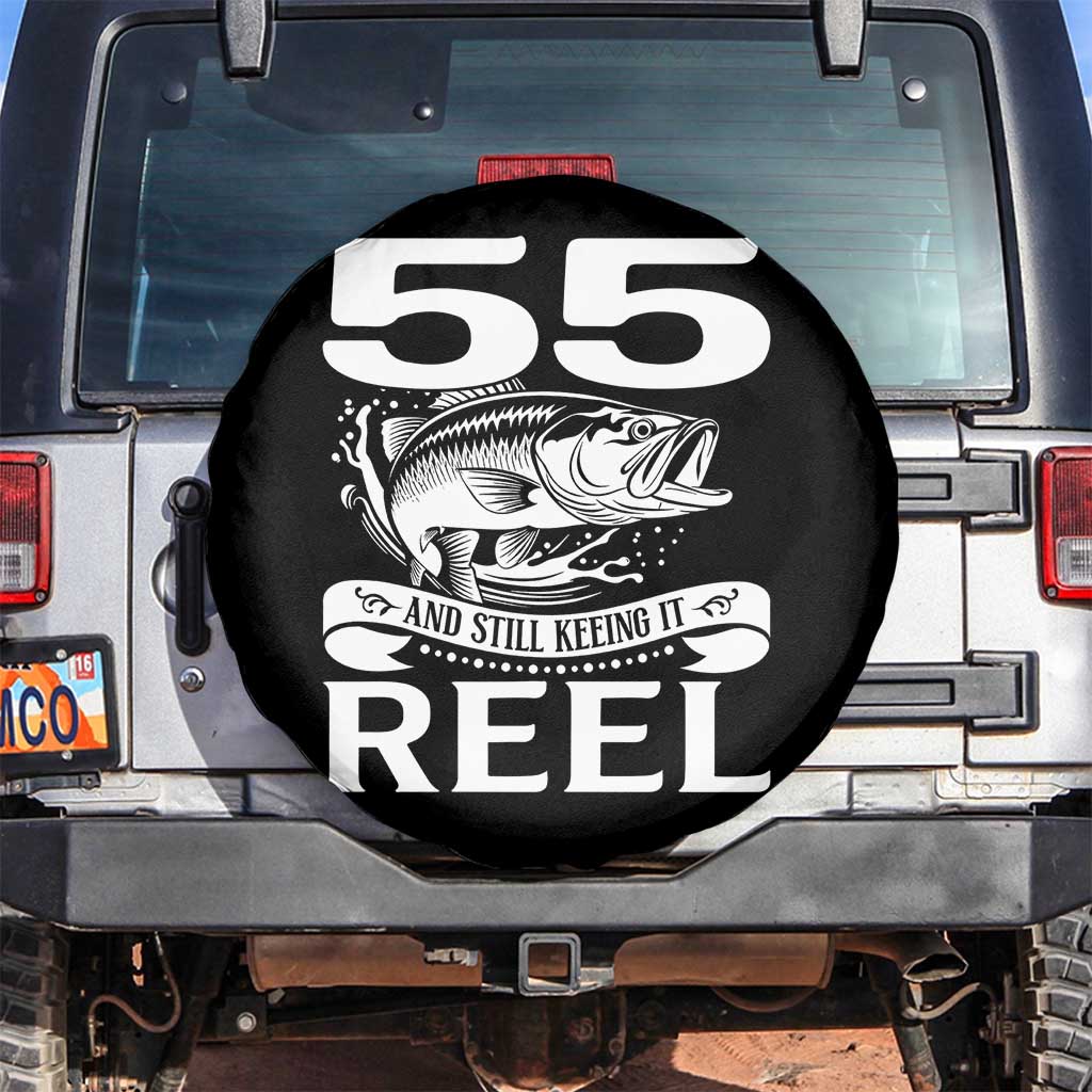 Still Keeping It Reel At 55 Spare Tire Cover Fisherman Birthday Gift TS12 No hole Black Print Your Wear