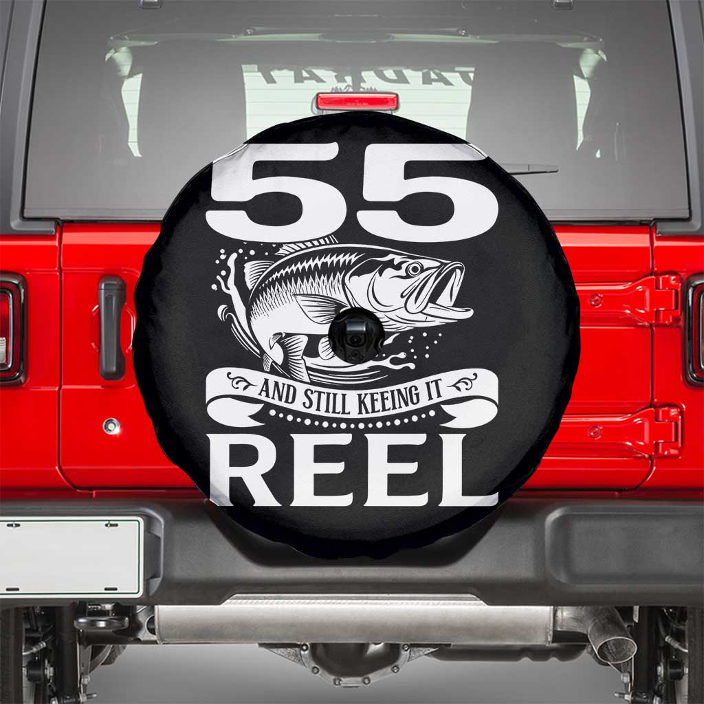 Still Keeping It Reel At 55 Spare Tire Cover Fisherman Birthday Gift TS12 Black Print Your Wear