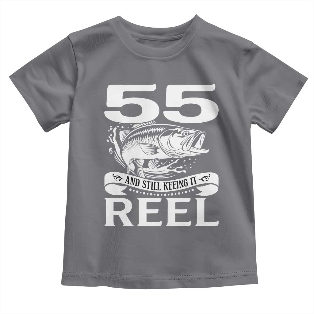 Still Keeping It Reel At 55 Toddler T Shirt Fisherman Birthday Gift TS12 Charcoal Print Your Wear
