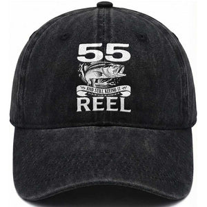 Still Keeping It Reel At 55 Washed Cotton Baseball Cap Fisherman Birthday Gift TS12 Print Your Wear