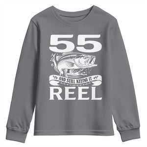 Still Keeping It Reel At 55 Youth Sweatshirt Fisherman Birthday Gift TS12 Charcoal Print Your Wear
