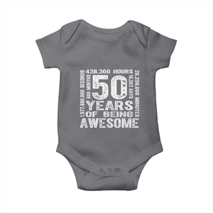 Funny 50th Birthday Gift Baby Onesie 50 Years Of Being Awesome TS12 Charcoal Print Your Wear
