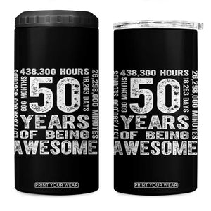 Funny 50th Birthday Gift 4 in 1 Can Cooler Tumbler 50 Years Of Being Awesome TS12 One Size: 16 oz Black Print Your Wear