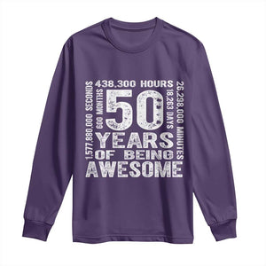 Funny 50th Birthday Gift Long Sleeve Shirt 50 Years Of Being Awesome TS12 Purple Print Your Wear