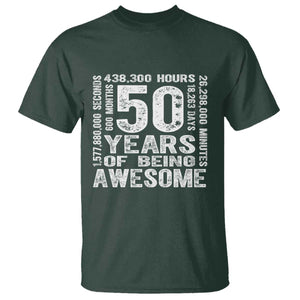 Funny 50th Birthday Gift T Shirt 50 Years Of Being Awesome TS12 Dark Forest Green Print Your Wear