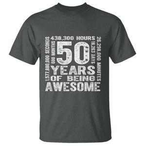 Funny 50th Birthday Gift T Shirt 50 Years Of Being Awesome TS12 Dark Heather Print Your Wear
