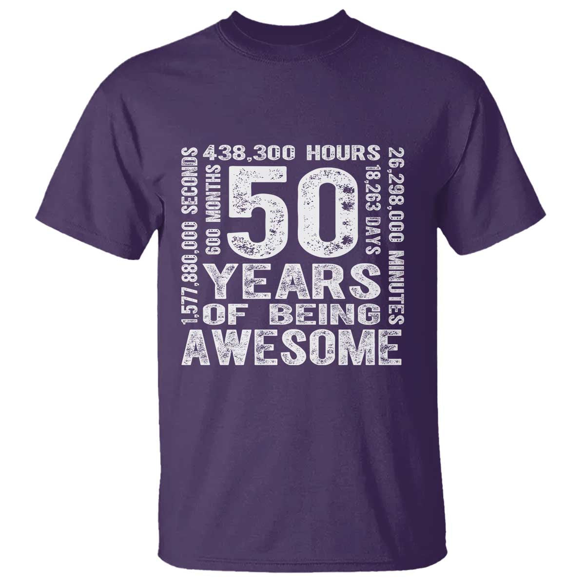 Funny 50th Birthday Gift T Shirt 50 Years Of Being Awesome TS12 Purple Print Your Wear