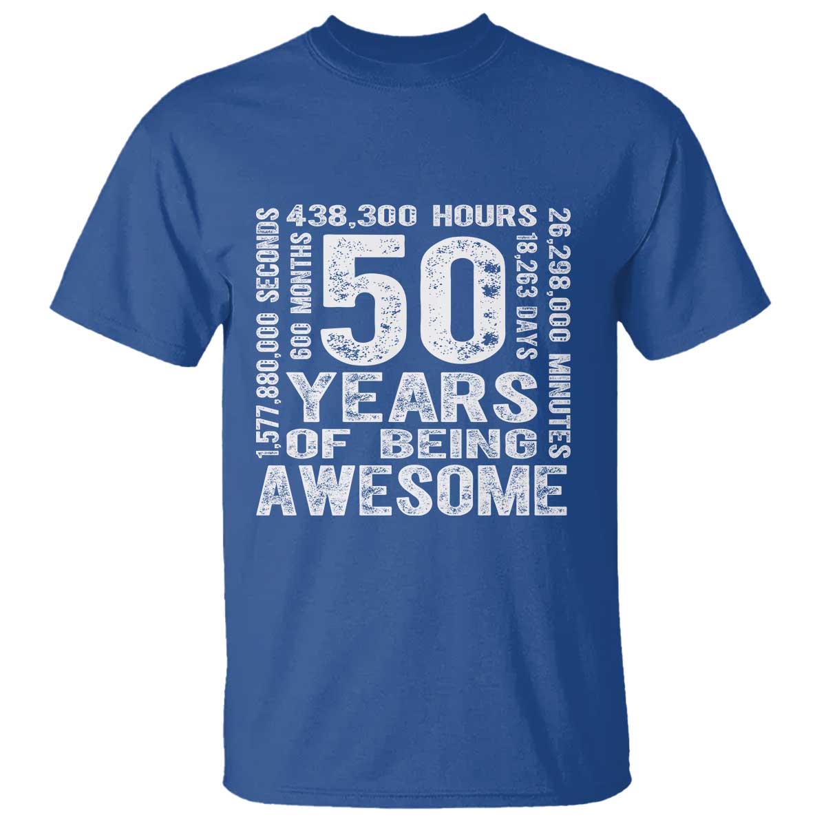 Funny 50th Birthday Gift T Shirt 50 Years Of Being Awesome TS12 Royal Blue Print Your Wear