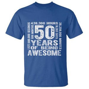 Funny 50th Birthday Gift T Shirt 50 Years Of Being Awesome TS12 Royal Blue Print Your Wear