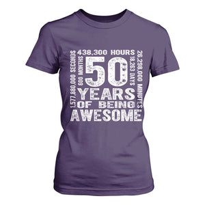 Funny 50th Birthday Gift T Shirt For Women 50 Years Of Being Awesome TS12 Purple Print Your Wear