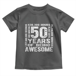 Funny 50th Birthday Gift Toddler T Shirt 50 Years Of Being Awesome TS12 Dark Heather Print Your Wear