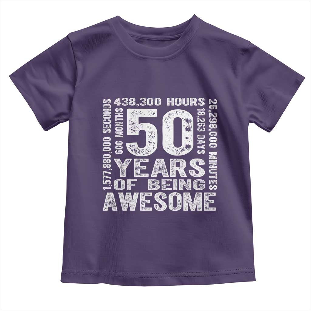 Funny 50th Birthday Gift Toddler T Shirt 50 Years Of Being Awesome TS12 Purple Print Your Wear