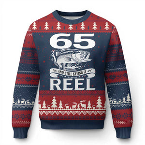 Still Keeping It Reel At 65 Ugly Christmas Sweater Fisherman Birthday Gift TS12 Navy Red Print Your Wear