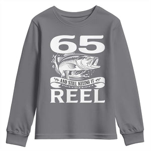 Still Keeping It Reel At 65 Youth Sweatshirt Fisherman Birthday Gift TS12 Charcoal Print Your Wear