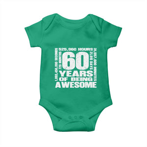 60th Milestone Birthday Gift Baby Onesie 60 Years Of Being Awesome TS12 Irish Green Print Your Wear