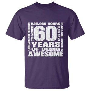60th Milestone Birthday Gift T Shirt 60 Years Of Being Awesome TS12 Purple Print Your Wear