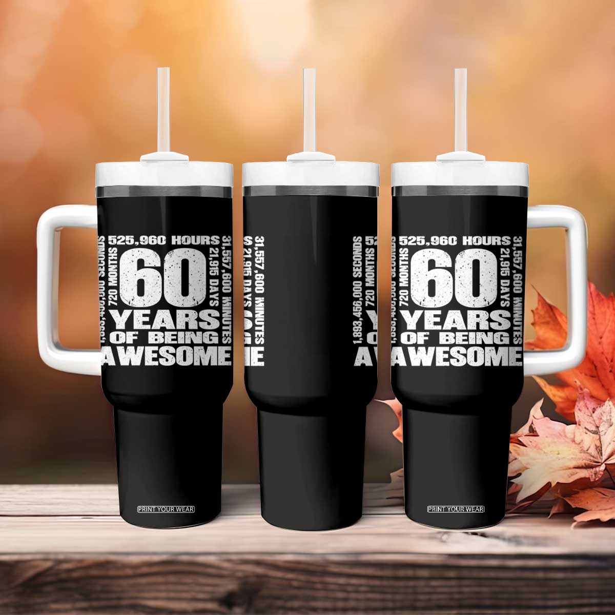 60th Milestone Birthday Gift Tumbler With Handle 60 Years Of Being Awesome TS12 Print Your Wear