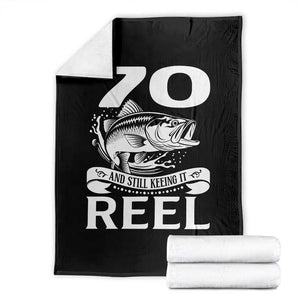Still Keeping It Reel At 70 Throw Blanket Fisherman Birthday Gift TS12 Black Print Your Wear