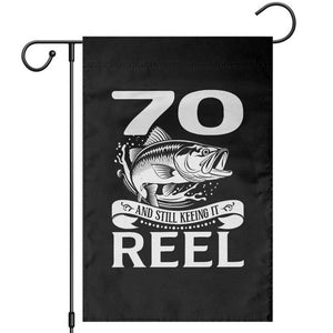 Still Keeping It Reel At 70 Garden Flag Fisherman Birthday Gift TS12 Black Print Your Wear