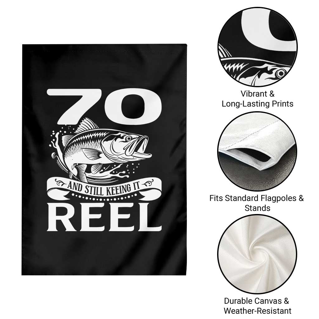 Still Keeping It Reel At 70 Garden Flag Fisherman Birthday Gift TS12 Print Your Wear