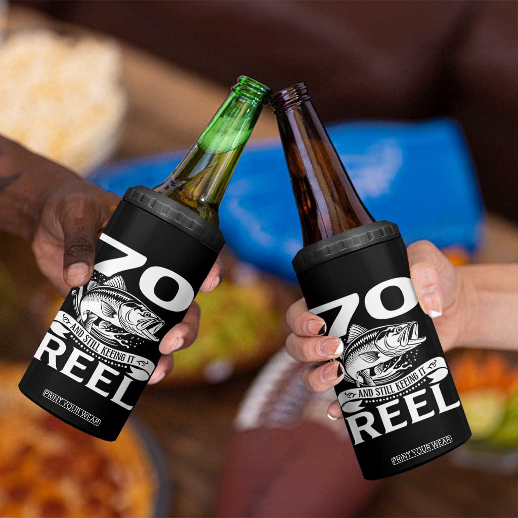 Still Keeping It Reel At 70 4 in 1 Can Cooler Tumbler Fisherman Birthday Gift TS12 Print Your Wear