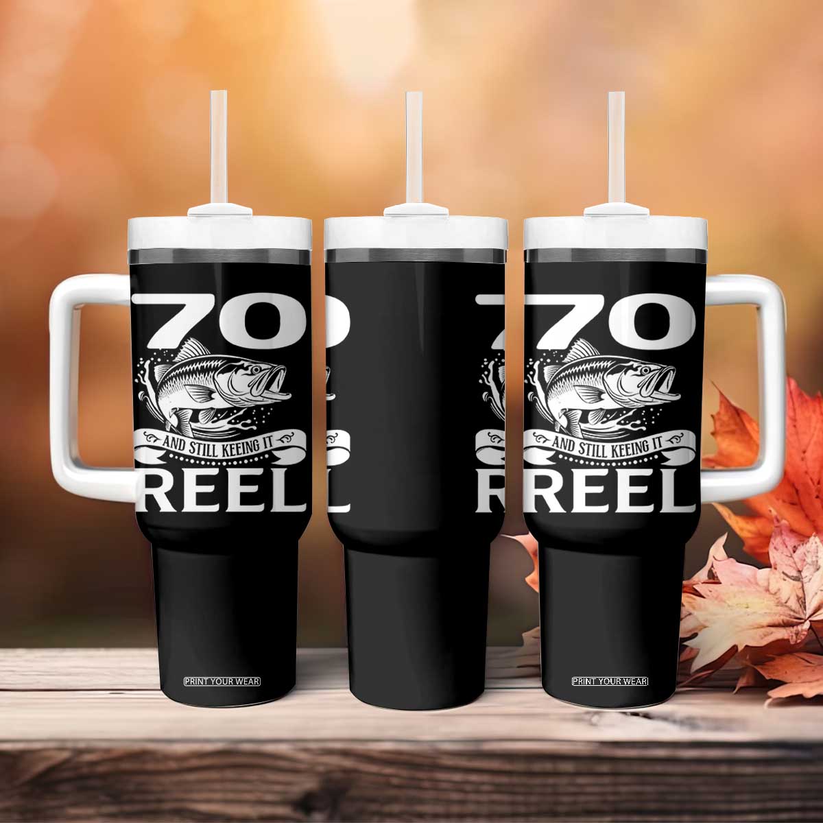 Still Keeping It Reel At 70 Tumbler With Handle Fisherman Birthday Gift TS12 Print Your Wear