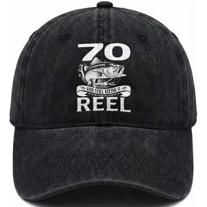 Still Keeping It Reel At 70 Washed Cotton Baseball Cap Fisherman Birthday Gift TS12 Print Your Wear