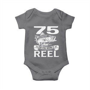 Still Keeping It Reel At 75 Baby Onesie Fisherman Birthday Gift TS12 Charcoal Print Your Wear