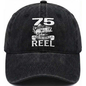 Still Keeping It Reel At 75 Washed Cotton Baseball Cap Fisherman Birthday Gift TS12 Print Your Wear