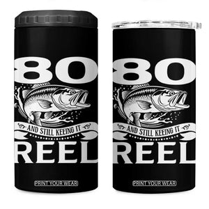 Still Keeping It Reel At 80 4 in 1 Can Cooler Tumbler Fisherman Birthday Gift TS12 One Size: 16 oz Black Print Your Wear