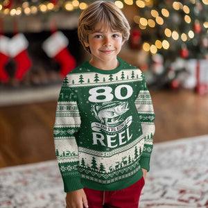 Still Keeping It Reel At 80 Ugly Christmas Sweater Fisherman Birthday Gift TS12 Forest Green Beige Print Your Wear