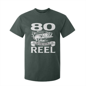 Still Keeping It Reel At 80 T Shirt For Kid Fisherman Birthday Gift TS12 Dark Forest Green Print Your Wear