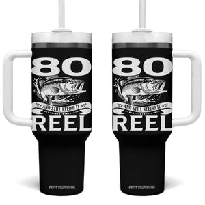 Still Keeping It Reel At 80 Tumbler With Handle Fisherman Birthday Gift TS12 One Size: 40 oz Black Print Your Wear
