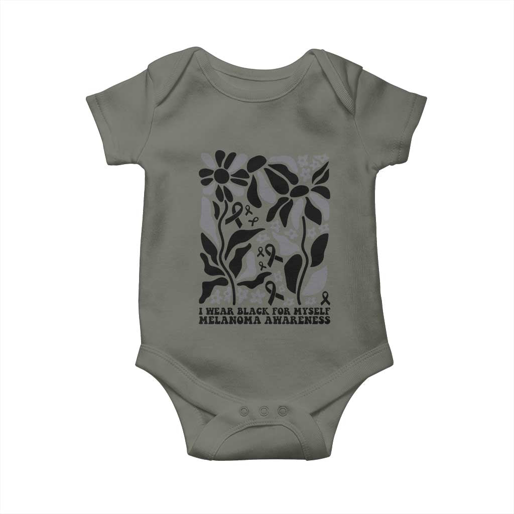 Melanoma Awareness Baby Onesie I Wear Black For Myself Skin Cancer Survivor TS12 Military Green Print Your Wear