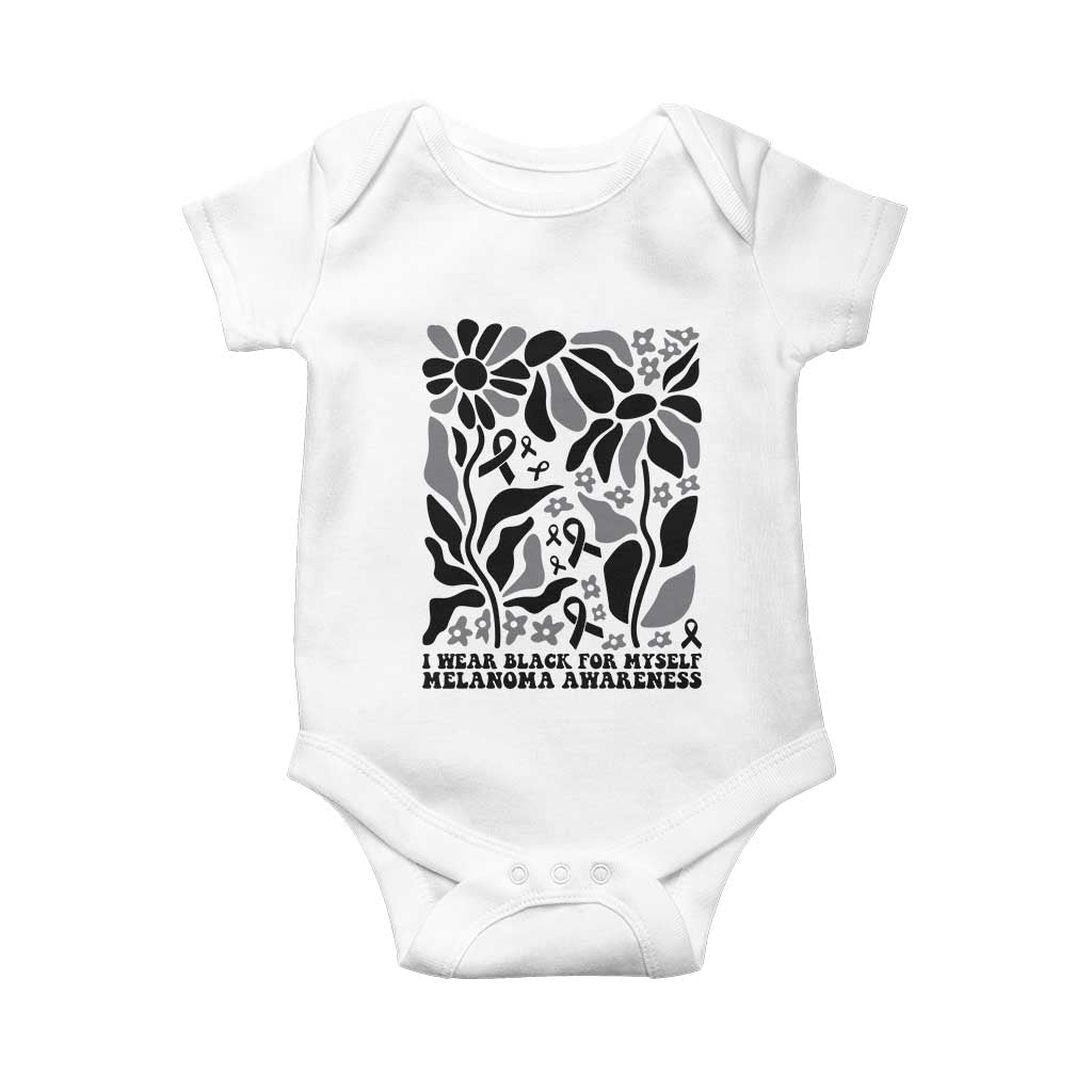 Melanoma Awareness Baby Onesie I Wear Black For Myself Skin Cancer Survivor TS12 White Print Your Wear