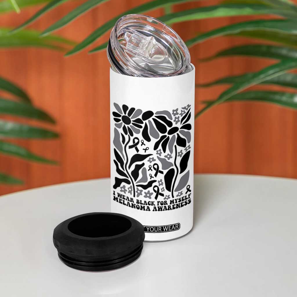 Melanoma Awareness 4 in 1 Can Cooler Tumbler I Wear Black For Myself Skin Cancer Survivor TS12 Print Your Wear