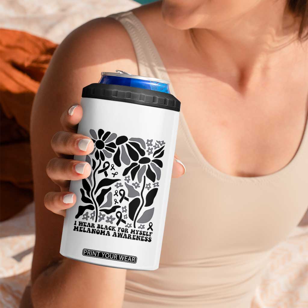 Melanoma Awareness 4 in 1 Can Cooler Tumbler I Wear Black For Myself Skin Cancer Survivor TS12 Print Your Wear