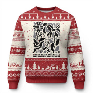 Melanoma Awareness Ugly Christmas Sweater I Wear Black For Myself Skin Cancer Survivor TS12 Beige Red Print Your Wear