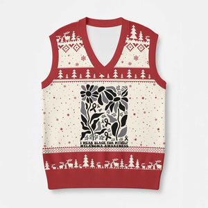 Melanoma Awareness V-Neck Knit Sweater Vest I Wear Black For Myself Skin Cancer Survivor TS12 Beige Red Print Your Wear