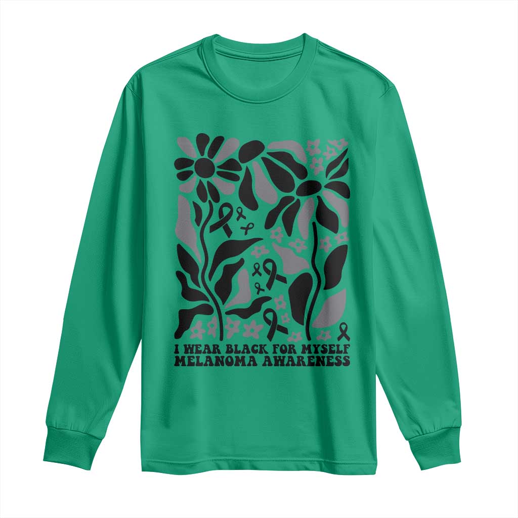 Melanoma Awareness Long Sleeve Shirt I Wear Black For Myself Skin Cancer Survivor TS12 Irish Green Print Your Wear
