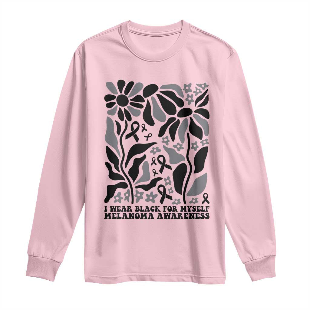Melanoma Awareness Long Sleeve Shirt I Wear Black For Myself Skin Cancer Survivor TS12 Light Pink Print Your Wear