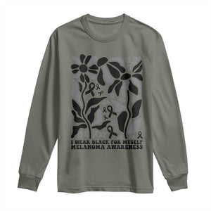 Melanoma Awareness Long Sleeve Shirt I Wear Black For Myself Skin Cancer Survivor TS12 Military Green Print Your Wear